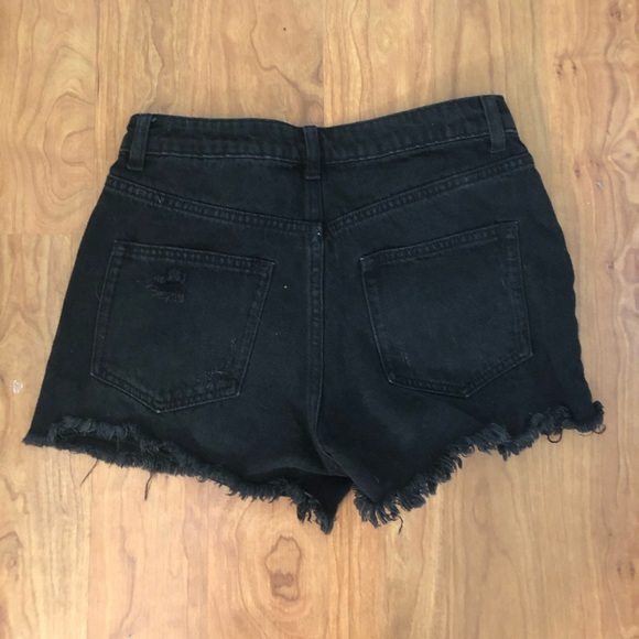 Black denim high waisted shorts - Picture 2 of 2